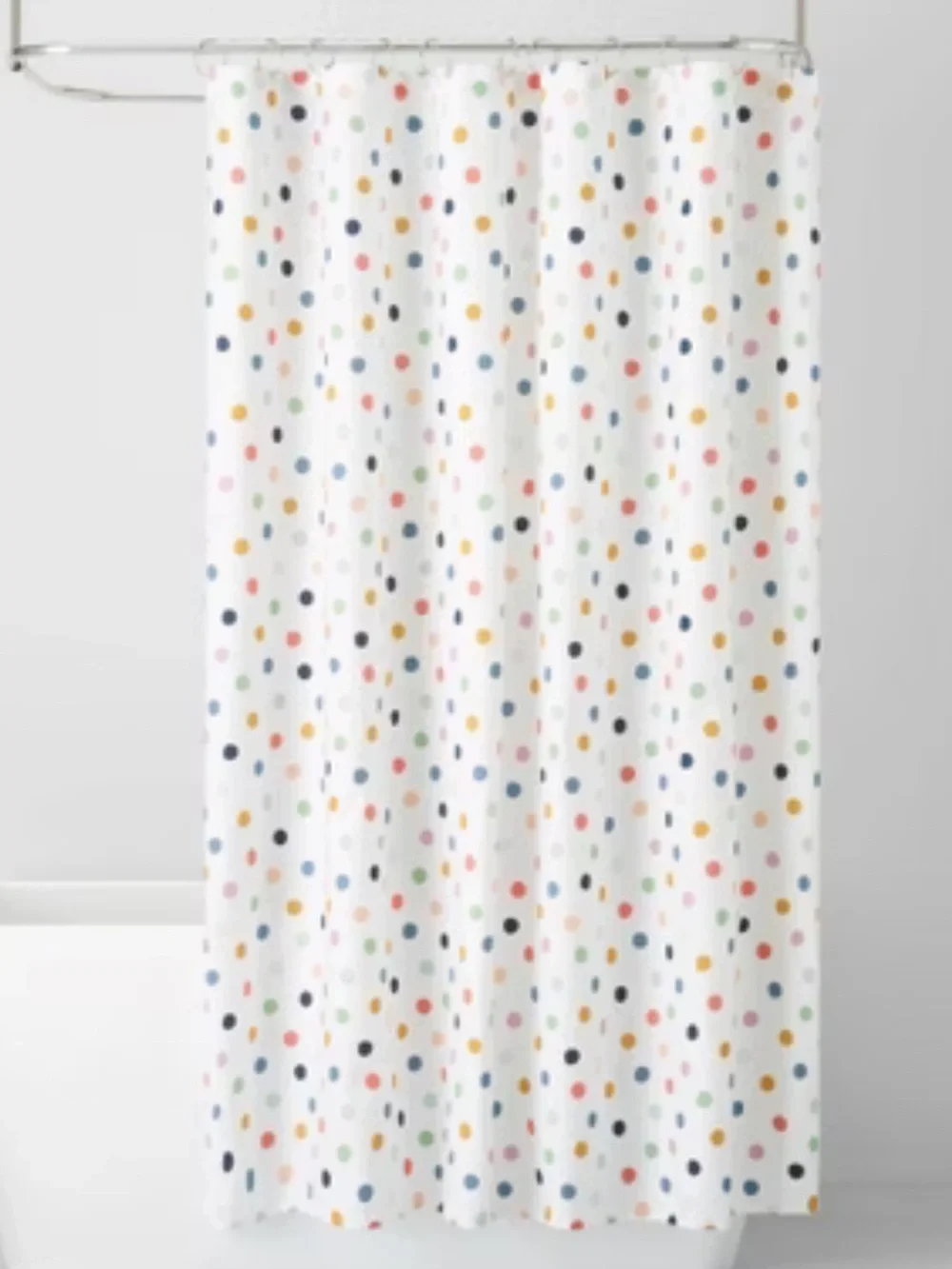 IKEA White Shower Curtain with Multicolor Polka Dots
